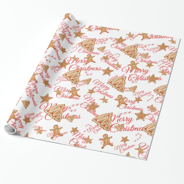 Lebkuchenwein Weihnachtsmuster Geschenkpapier (Ungerollt)