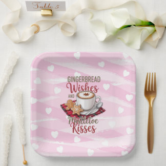 Lebkuchenwünsche und Mistelzweige Küsse - Feiertag Pappteller