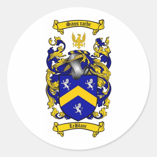 LEBLANSCHES FAMILIENWAPPEN - LEBLANSCHER WALDBUCH RUNDER AUFKLEBER (Vorderseite)