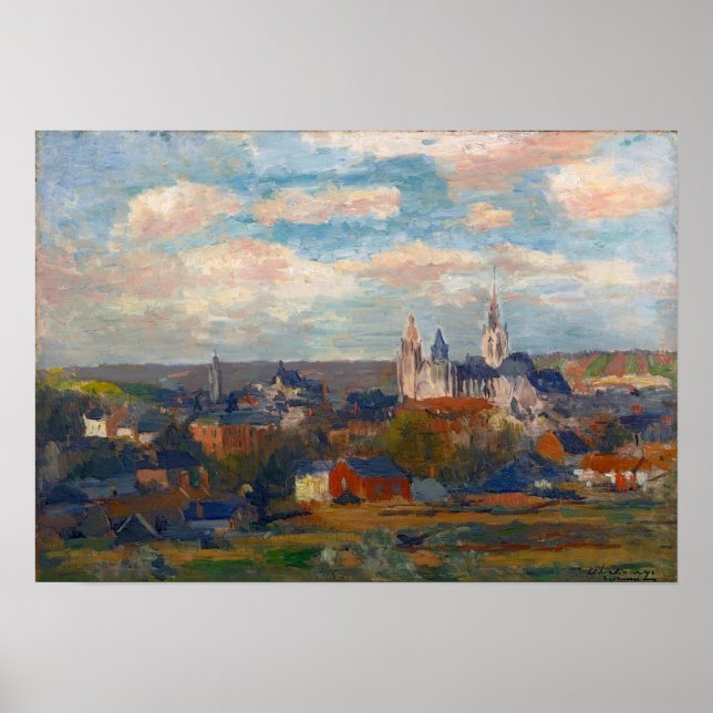 Lebourg - Blick auf Evreux Notre Dame Paris 1897 Poster (Vorne)