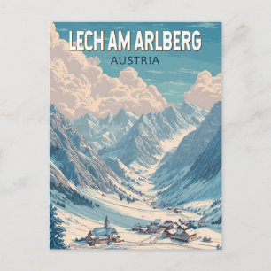 Lech am Arlberg Österreich Illustration Travel Art Postkarte