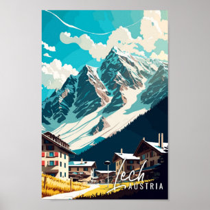 Lech Austria Art Vintage Illustration Poster