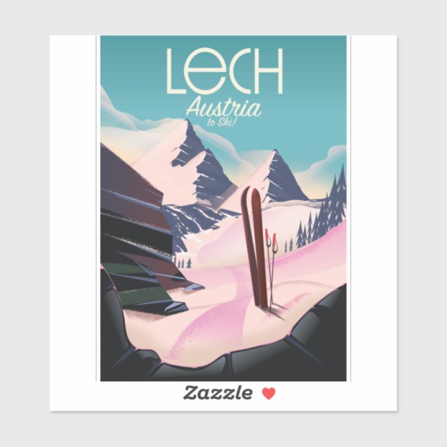 Lech Austria Ski Poster. Aufkleber (Blatt)