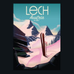 Lech Austria Ski Poster. Poster<br><div class="desc">Lech Austrian Vintag Style Ski Reiseplakat.</div>