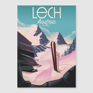 Lech Österreich Ski-Plakat. Magnetkarte