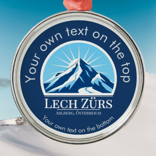 Lech Zürs Arlberg Österreich Skikarte Metal Orname Ornament Aus Metall