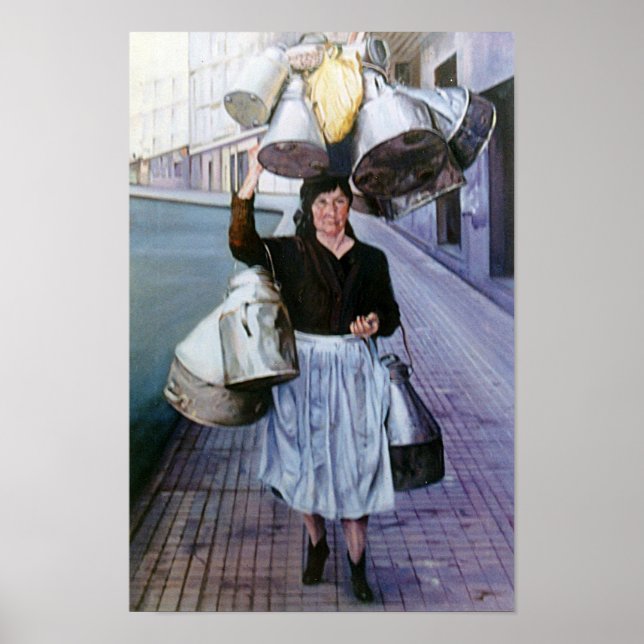 Lechera con cacharros/Milkmaid mit Töpfen Poster (Vorne)