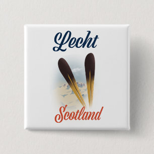 Lecht Scotland Ski Plakat Reise Kunst Button