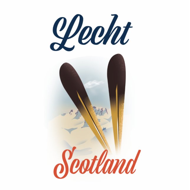 Lecht Scotland Ski Poster Art Fotoskulptur Schlüsselanhänger (Vorne)