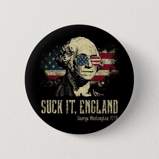 Leck mich England Lustig George Washington 1776 US Button (Vorderseite)