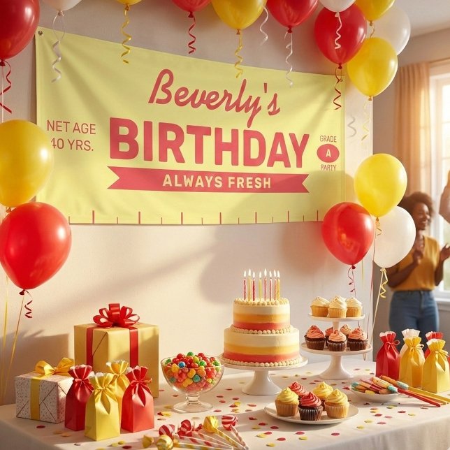 Lecker Frischer Butterstange Roter Text Geburtstag Banner (Grade A Fun! This personalized stick of butter banner is a fresh way to celebrate!)