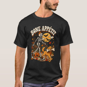 Lecker Knochen Lustiges Skelett Hund Halloween Des T-Shirt