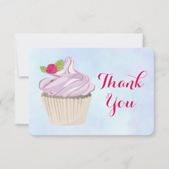 Lecker Pink Cupcake Berry auf der Spitze Vielen Da Dankeskarte (Vorderseite)