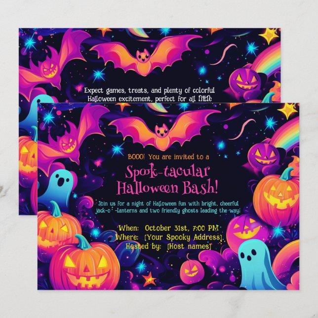 🎃 lecker-takulärer Halloween-Bash! Einladung (Vorne/Hinten)