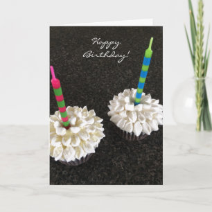 Leckere Blumen-Cupcakes mit Kerzen Karte