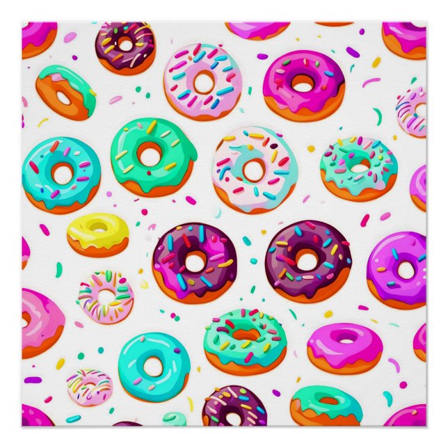 Leckere Creme-Donuts Muster Poster (Vorderseite)