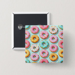 Leckere Cremedonuts blau Button