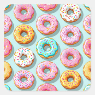 Leckere Cremedonuts blau Quadratischer Aufkleber