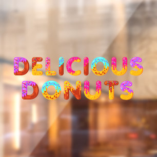 Leckere Donuts Cartoon Glasiert Streusel Fensteraufkleber