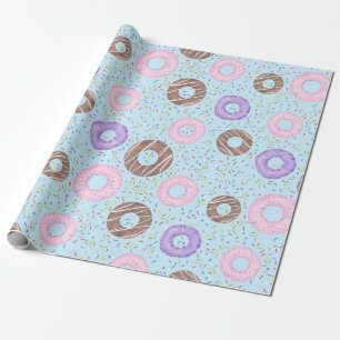 Leckere Donuts Geschenkpapier auf Blau