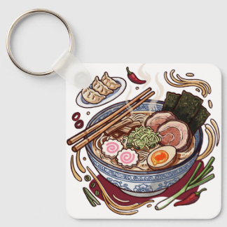 Leckere japanische Ramen und Gyoza-Teigtaschen. Schlüsselanhänger