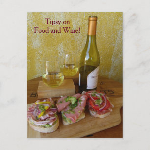 Leckere Lebensmittel und Wein Postkarte! Postkarte