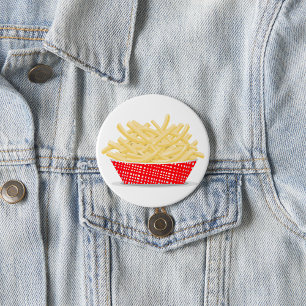 Leckere Pommes Frites Retro-Fast-Food Button