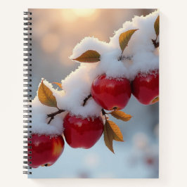 Leckere rote Äpfel und ein später Schnee Notizbuch