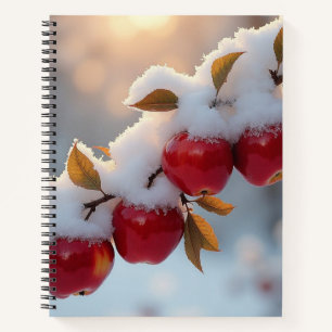 Leckere rote Äpfel und ein später Schnee Notizbuch