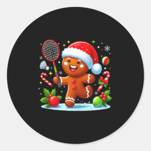Leckere Weihnachtskekse spielen Badminton Lustig s Runder Aufkleber