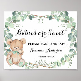 Leckerei Baby Shower Bear Greenerity Gold-Zeichen Poster