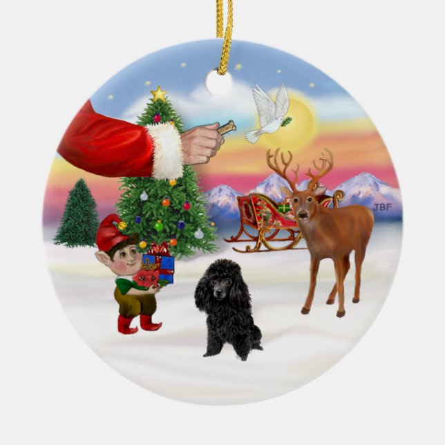 Leckerei für ein Black Poodle (Spielzeug) Keramikornament (Vorne)