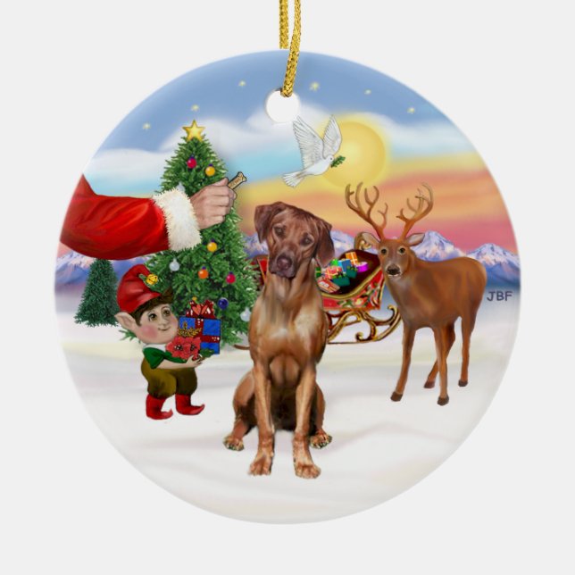 Leckerei für ein Rhodesian Ridgeback Keramikornament (Vorne)