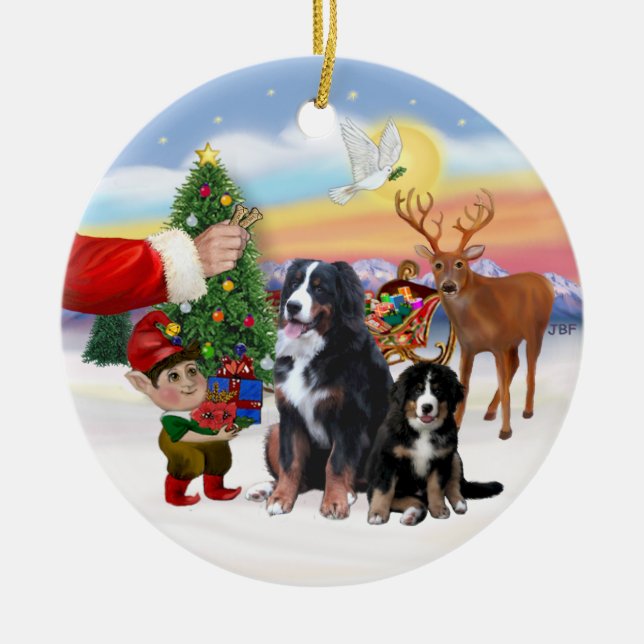 Leckerei für einen Berner Hund & Welpe Keramik Ornament (Vorne)