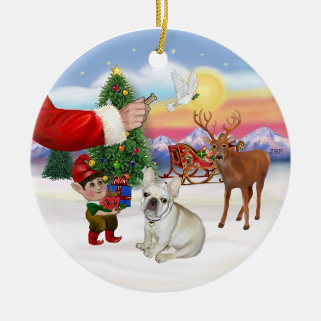 Leckerei für einen französischen Bulldog Keramik Ornament (Vorne)
