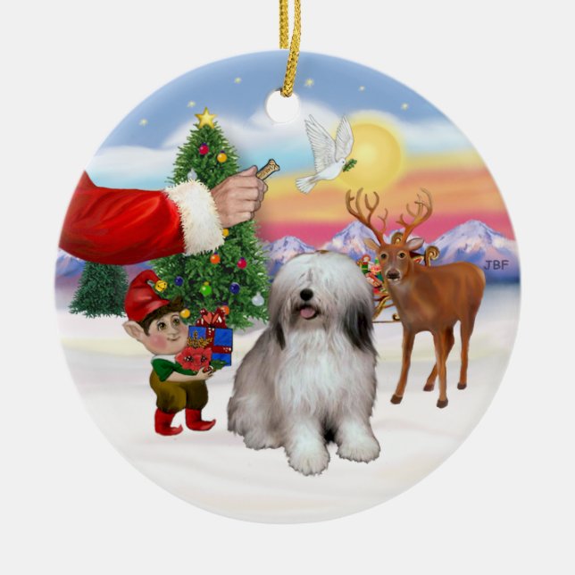 Leckerei für einen polnischen Schlepphund Keramikornament (Vorne)