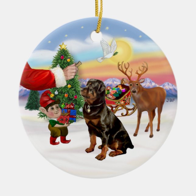 Leckerei für einen Rottweiler Keramikornament (Vorne)