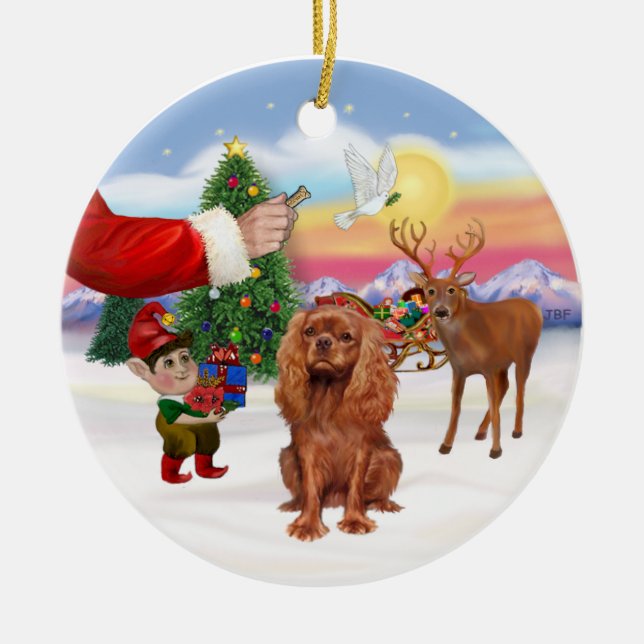 Leckerei für einen Ruby Cavalier King Charles Span Keramikornament (Vorne)