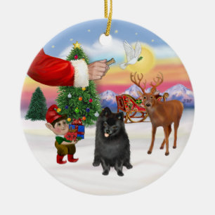 Leckerei für einen schwarzen Pomeranian Keramikornament