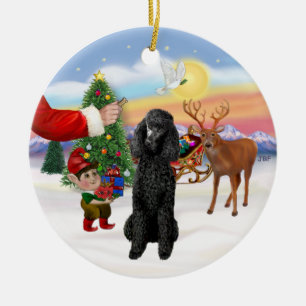 Leckerei für einen schwarzen Standardpudel Keramik Ornament