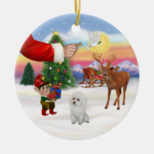 Leckerei für einen weißen Pudel (Spielzeug) Keramik Ornament
