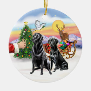Leckerei für zwei Black Labradors Keramik Ornament