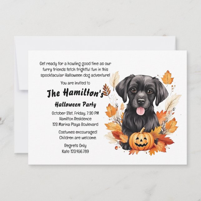 Leckerei Hunde Halloween-Party Einladung (Vorderseite)