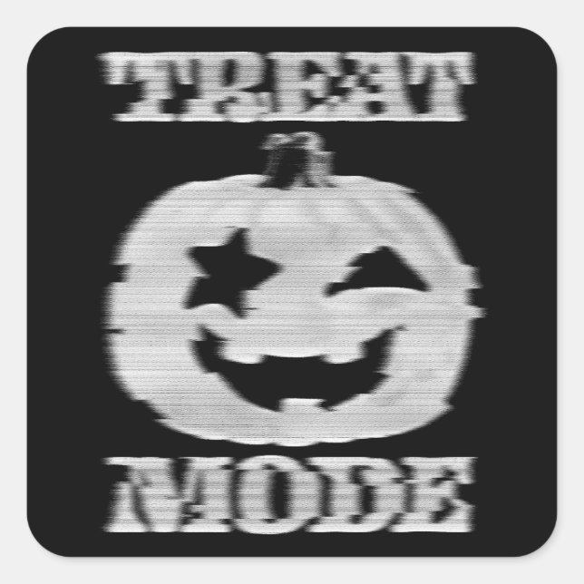 Leckerei Mode Glitchy Pumpkin Quadratischer Aufkleber (Vorderseite)