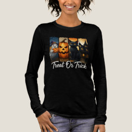 "Leckerei oder Trick" Halloween Pinselstriche Katz Tri-Blend Shirt