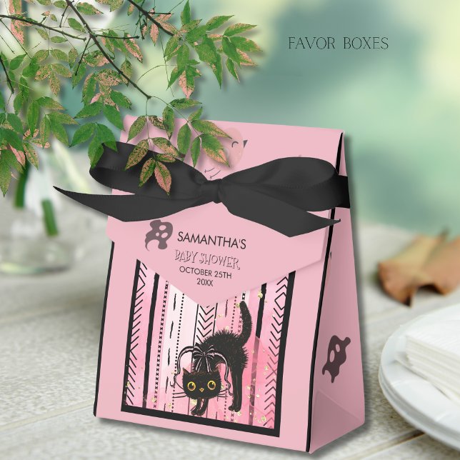 Leckerei "Pink Pumpkin & Black Cat Halloween" Geschenkschachtel (Pink Pumpkin & Black Cat Halloween Treat Box)