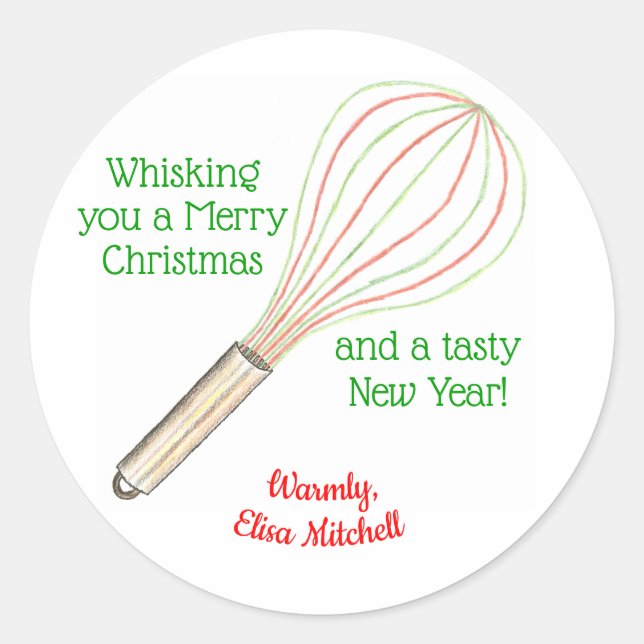 Leckerei "Whisking You a MerChristmas" Runder Aufkleber (Vorderseite)