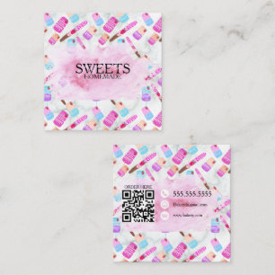 Leckereien Brezel Bäcker Bäckerei Leckereien Rosa Quadratische Visitenkarte
