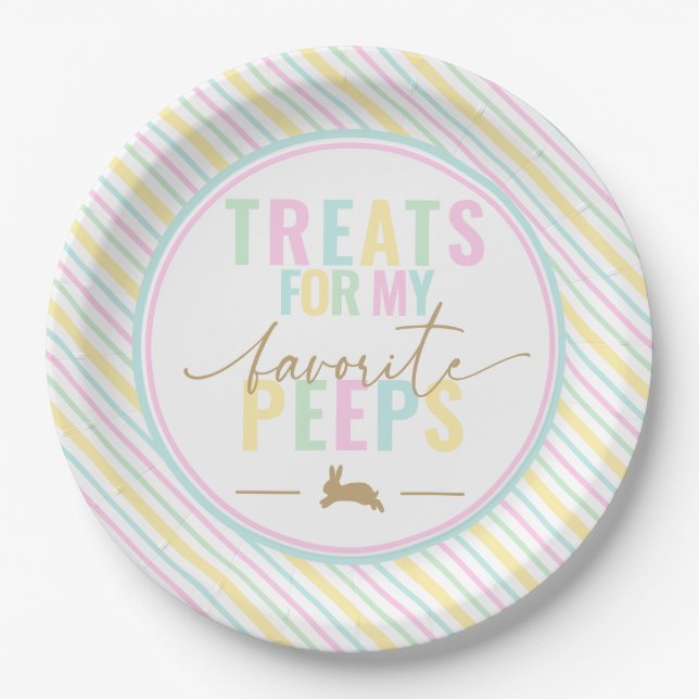 Leckereien für meine Pieps Ostern Bunny Pastel Str Pappteller (Vorderseite)