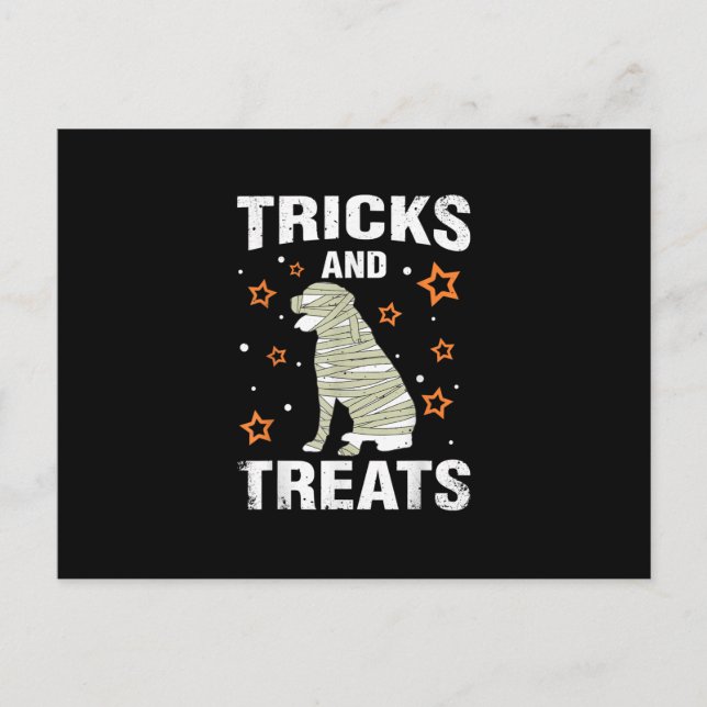 Leckereien — Tricks Rottweiler Halloween-Kostümmus Ankündigungspostkarte (Vorderseite)